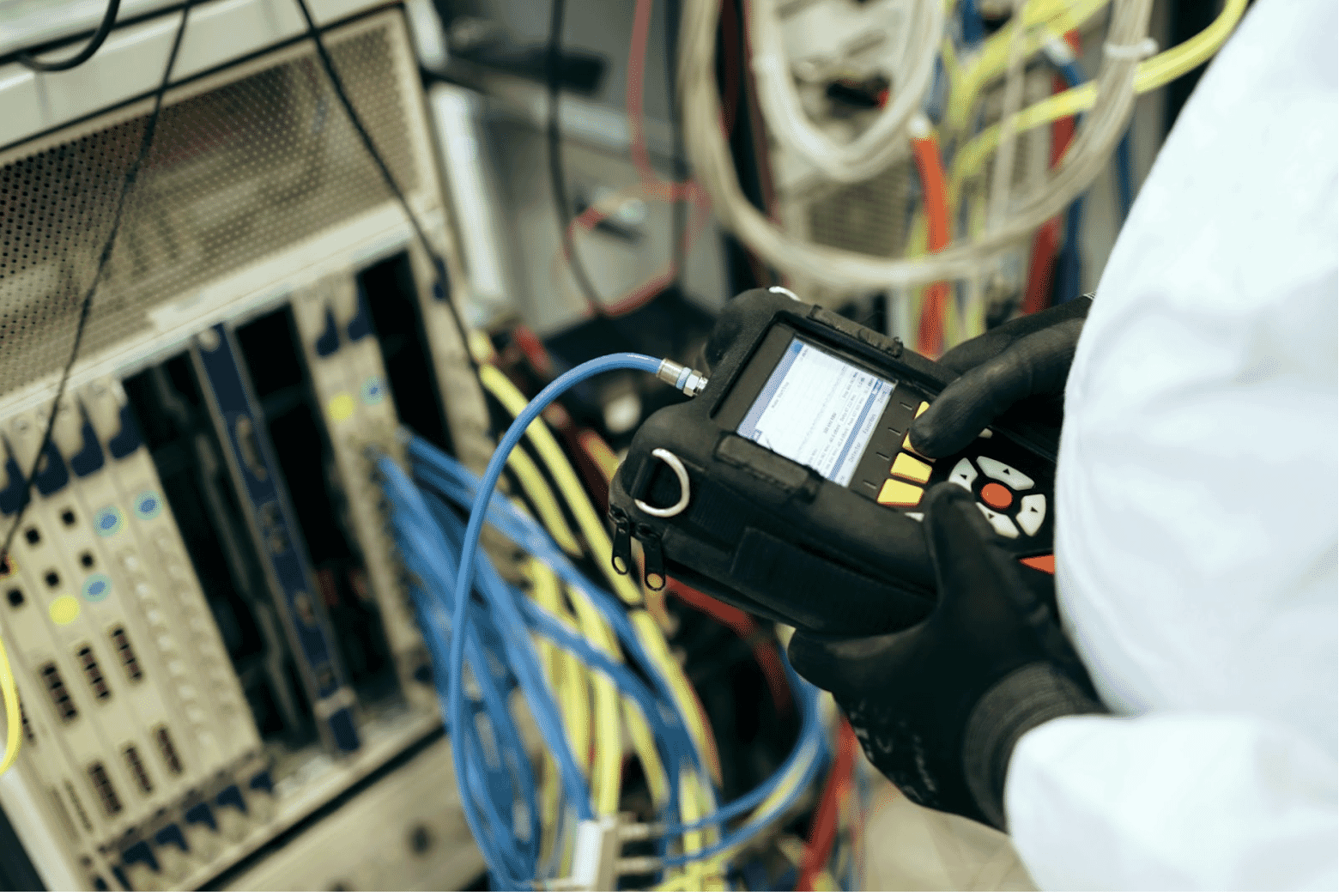 Cat 6A cables used for high-speed data transmission over long distances, ideal for modern network setups such as data centers and enterprise networks