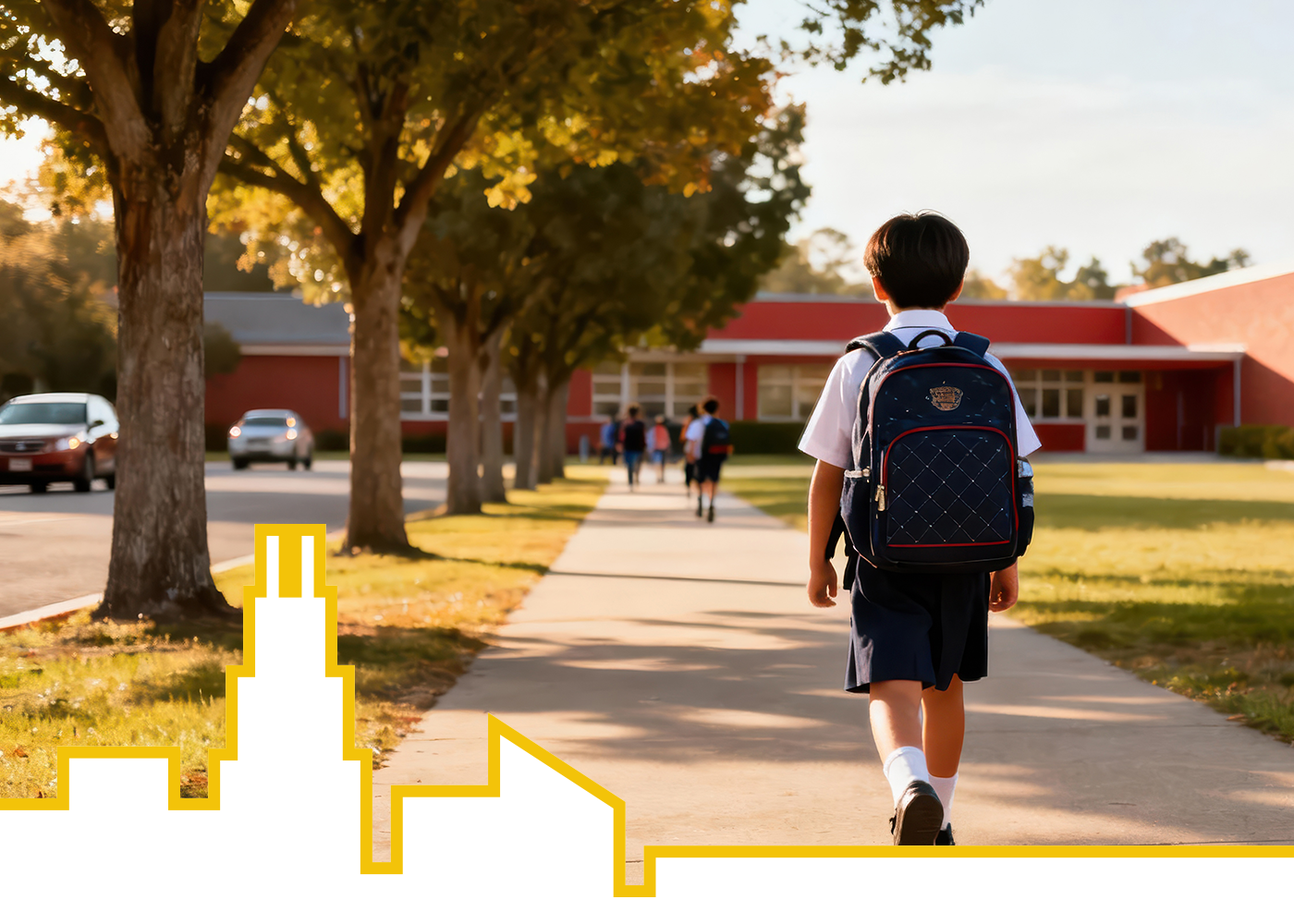Child walking into school