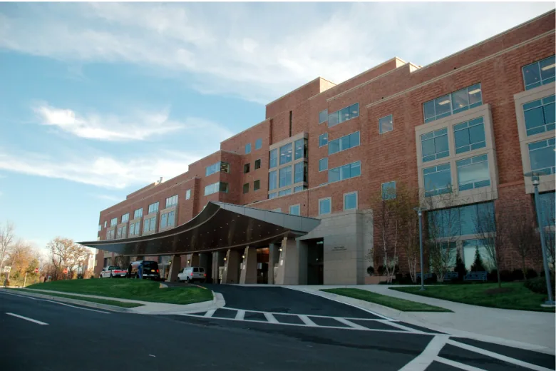 Modern healthcare facility supported by fiber optic network infrastructure for high-speed data communication and connected medical systems