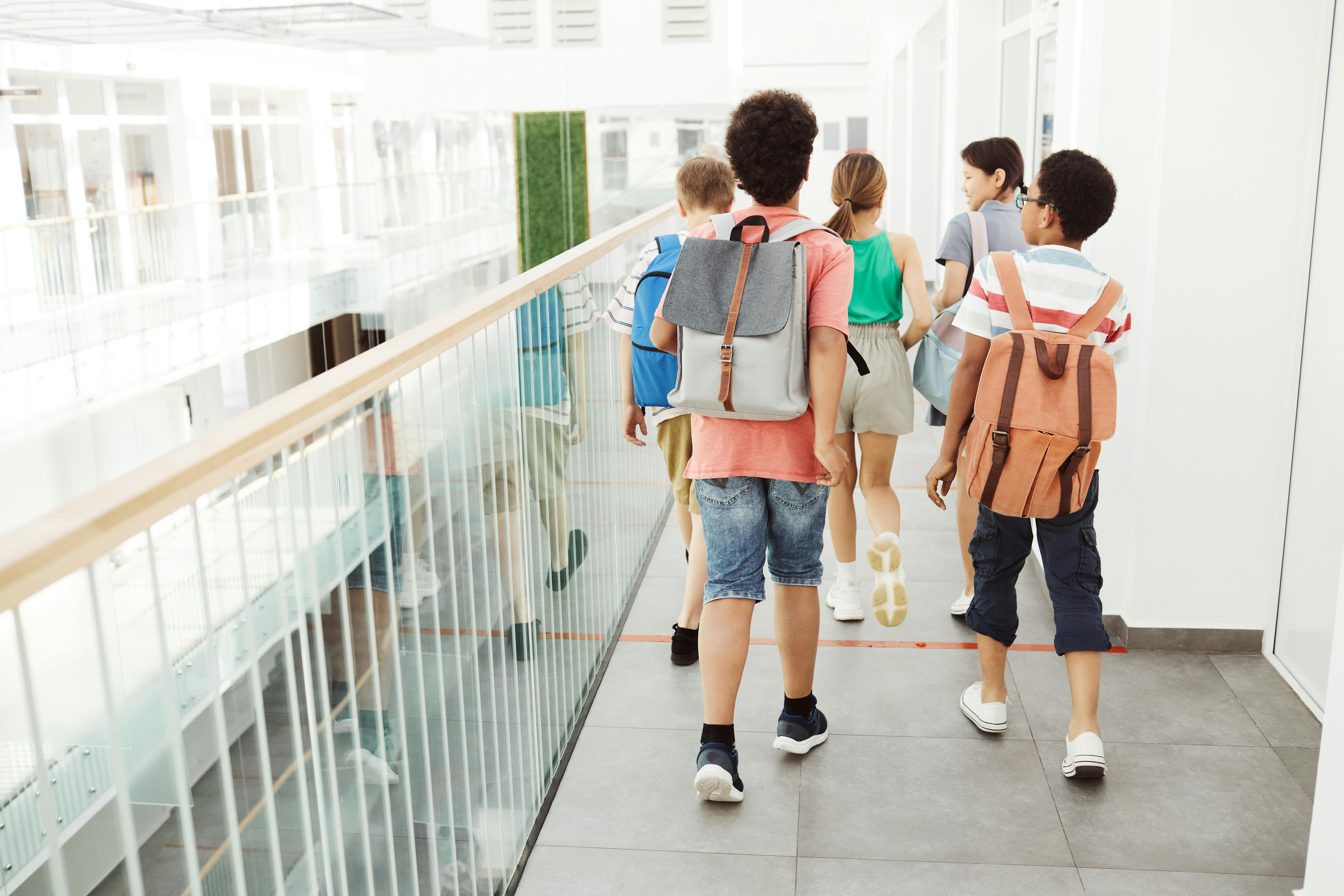 Kids walking in school